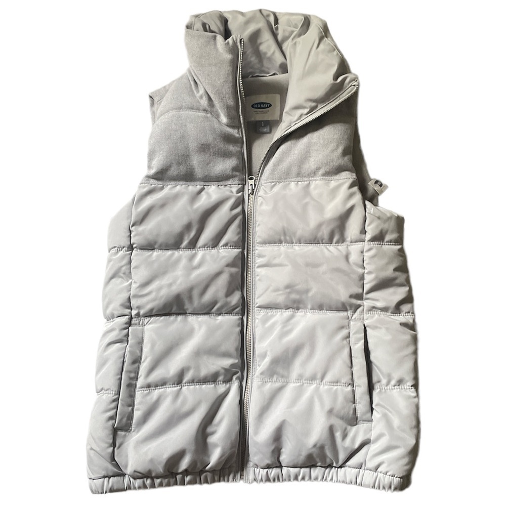 Old Navy Women Puffer Vest Full Zip w/ Pockets Grey~S /P New